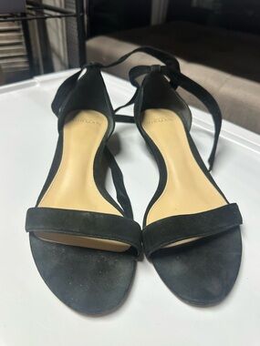 Alexandre Birman Black Suede Wrap Tie Flat Sandals Size 39